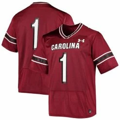 Men's Under Armour #1 Garnet South Carolina Gamecocks Logo Replica Football Jersey