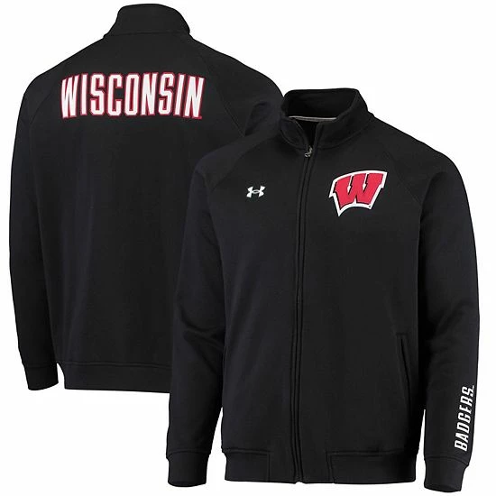 Men's Under Armour Black Wisconsin Badgers Raglan Game Day Triad Full-Zip Jacket 2 Men's Under Armour Black Wisconsin Badgers Raglan Game Day Triad Full-Zip Jacket - Image 2