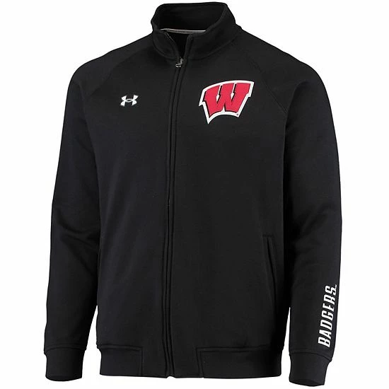 Men's Under Armour Black Wisconsin Badgers Raglan Game Day Triad Full-Zip Jacket 3 Men's Under Armour Black Wisconsin Badgers Raglan Game Day Triad Full-Zip Jacket - Image 3