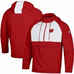 Men's Under Armour Red Wisconsin Badgers Gameday Anorak Performance Half-Zip Jacket