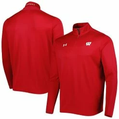Men's Under Armour Red Wisconsin Badgers Lightweight Mock Neck Performance Quarter-Zip Jacket