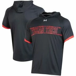 Men's Under Armour Black Texas Tech Red Raiders On-Court Basketball Shooting Hoodie Raglan Performance T-Shirt