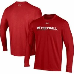 Men's Under Armour Red Wisconsin Badgers 2022 Sideline Football Long Sleeve T-Shirt