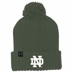 Men's Under Armour Olive Notre Dame Fighting Irish Freedom Cuffed Pom Knit Hat