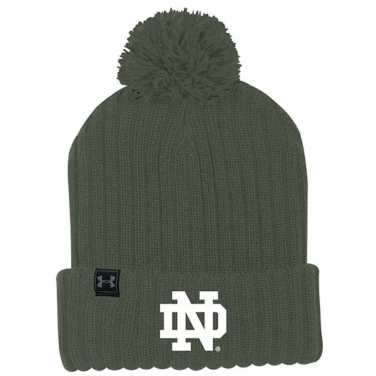 Men's Under Armour Olive Notre Dame Fighting Irish Freedom Cuffed Pom Knit Hat 1 Men's Under Armour Olive Notre Dame Fighting Irish Freedom Cuffed Pom Knit Hat