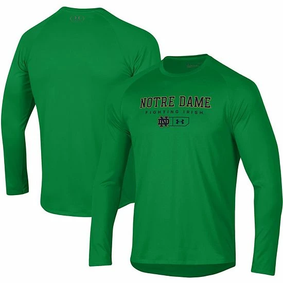 Men's Under Armour Green Notre Dame Fighting Irish Logo Lockup Tech Raglan Long Sleeve T-Shirt 1 Men's Under Armour Green Notre Dame Fighting Irish Logo Lockup Tech Raglan Long Sleeve T-Shirt
