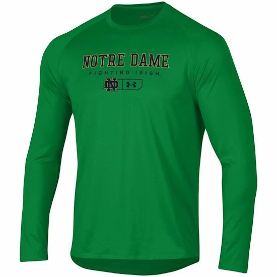 Men's Under Armour Green Notre Dame Fighting Irish Logo Lockup Tech Raglan Long Sleeve T-Shirt 3 Men's Under Armour Green Notre Dame Fighting Irish Logo Lockup Tech Raglan Long Sleeve T-Shirt - Image 3