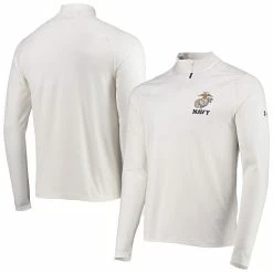 Men's Under Armour White Navy Midshipmen Rivalry USMC Team Issue 2.0 Special Game Quarter-Zip Jacket