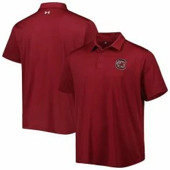 Men's Under Armour Garnet South Carolina Gamecocks Green Trail Stripe Polo