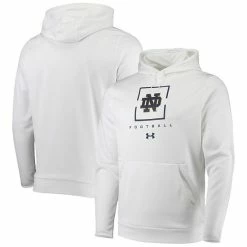 Men's Under Armour White Notre Dame Fighting Irish Football Fleece Pullover Hoodie