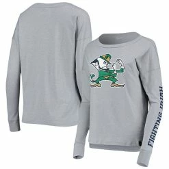 Women's Under Armour Heathered Gray Notre Dame Fighting Irish 2-Hit Performance Long Sleeve T-Shirt