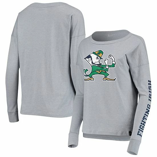 Women's Under Armour Heathered Gray Notre Dame Fighting Irish 2-Hit Performance Long Sleeve T-Shirt 2 Women's Under Armour Heathered Gray Notre Dame Fighting Irish 2-Hit Performance Long Sleeve T-Shirt - Image 2