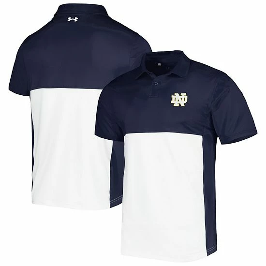 Men's Under Armour Navy/White Notre Dame Fighting Irish Green Blocked Polo Performance Polo 2 Men's Under Armour Navy/White Notre Dame Fighting Irish Green Blocked Polo Performance Polo - Image 2