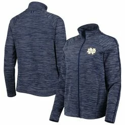 Women's Under Armour Navy Notre Dame Fighting Irish Tempo Fleece Raglan Full-Zip Jacket