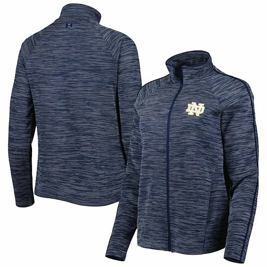 Women's Under Armour Navy Notre Dame Fighting Irish Tempo Fleece Raglan Full-Zip Jacket 2 Women's Under Armour Navy Notre Dame Fighting Irish Tempo Fleece Raglan Full-Zip Jacket - Image 2