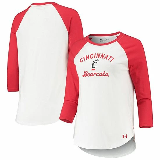Women's Under Armour White/Red Cincinnati Bearcats Baseball Raglan 3/4 Sleeve T-Shirt 1 Women's Under Armour White/Red Cincinnati Bearcats Baseball Raglan 3/4 Sleeve T-Shirt