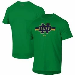 Men's Under Armour Green Notre Dame Fighting Irish Team Stripe Performance Raglan T-Shirt