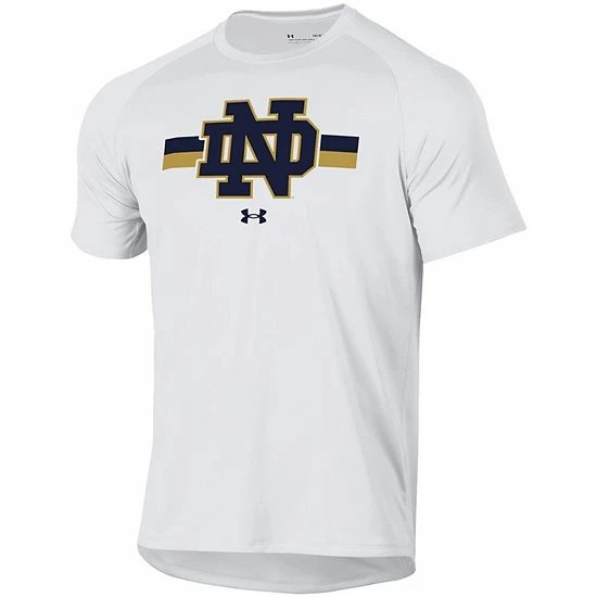 Men's Under Armour White Notre Dame Fighting Irish Logo Stripe Performance Raglan T-Shirt 3 Men's Under Armour White Notre Dame Fighting Irish Logo Stripe Performance Raglan T-Shirt - Image 3