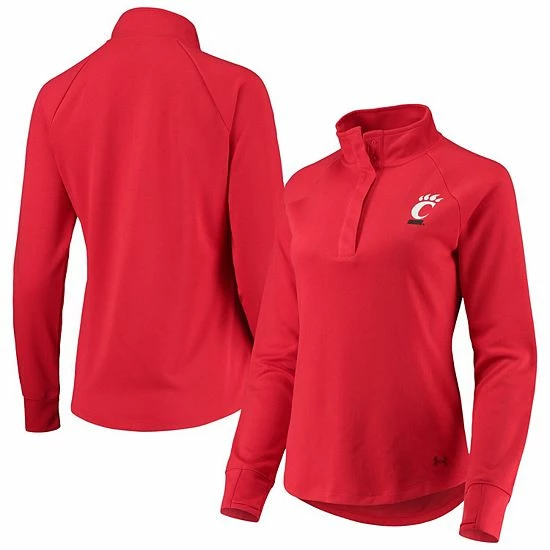 Women's Under Armour Red Cincinnati Bearcats Double Knit Raglan Quarter-Snap Jacket 2 Women's Under Armour Red Cincinnati Bearcats Double Knit Raglan Quarter-Snap Jacket - Image 2
