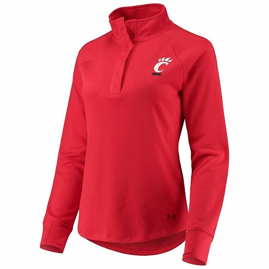 Women's Under Armour Red Cincinnati Bearcats Double Knit Raglan Quarter-Snap Jacket 3 Women's Under Armour Red Cincinnati Bearcats Double Knit Raglan Quarter-Snap Jacket - Image 3