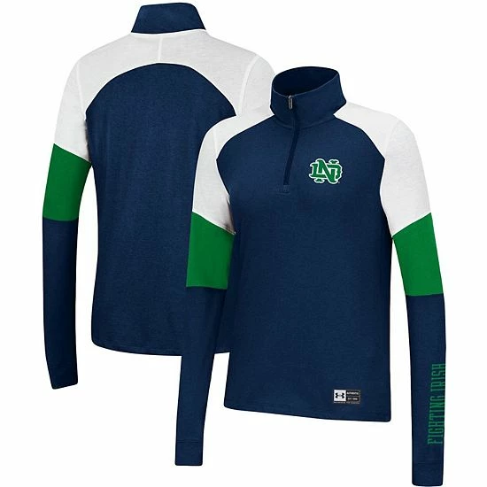 Women's Under Armour Navy Notre Dame Fighting Irish Sleeve Hit Raglan Quarter-Zip Jacket 1 Women's Under Armour Navy Notre Dame Fighting Irish Sleeve Hit Raglan Quarter-Zip Jacket