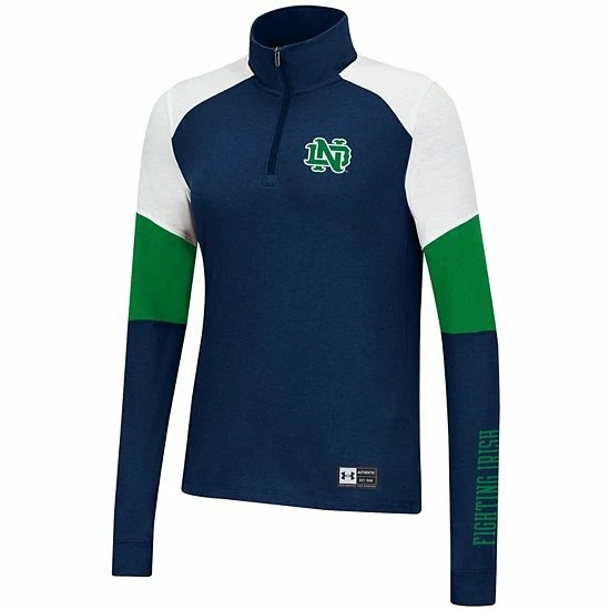 Women's Under Armour Navy Notre Dame Fighting Irish Sleeve Hit Raglan Quarter-Zip Jacket 3 Women's Under Armour Navy Notre Dame Fighting Irish Sleeve Hit Raglan Quarter-Zip Jacket - Image 3