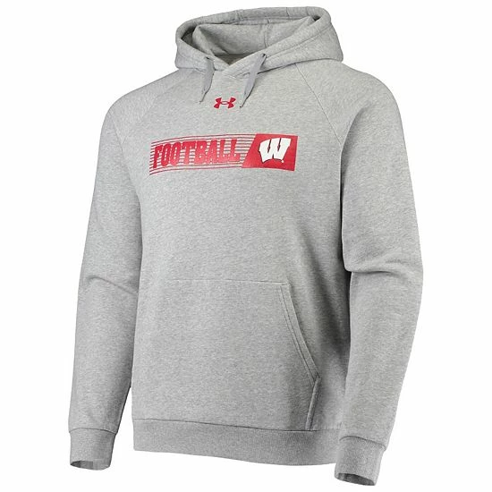 Men's Under Armour Heathered Gray Wisconsin Badgers 2021 Sideline Football All-Day Raglan Pullover Hoodie 3 Men's Under Armour Heathered Gray Wisconsin Badgers 2021 Sideline Football All-Day Raglan Pullover Hoodie - Image 3