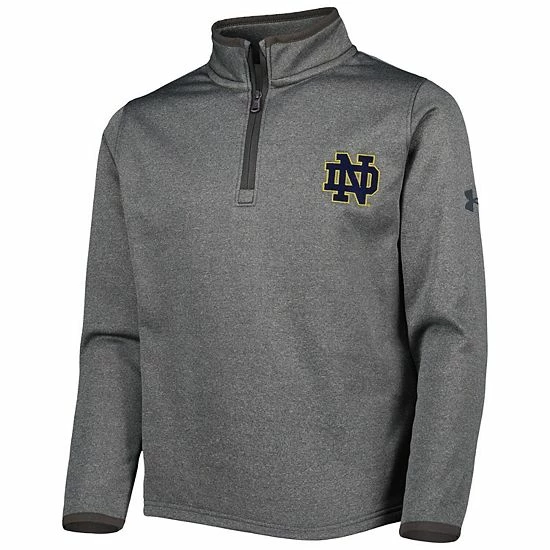 Youth Under Armour Heathered Gray Notre Dame Fighting Irish Fleece Quarter-Zip Jacket 3 Youth Under Armour Heathered Gray Notre Dame Fighting Irish Fleece Quarter-Zip Jacket - Image 3