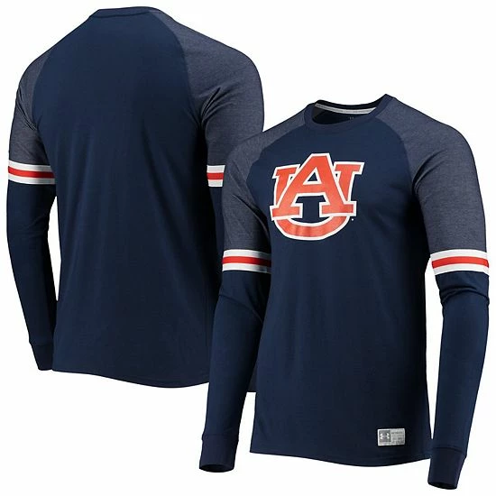 Men's Under Armour Navy Auburn Tigers Game Day Sleeve Stripe Raglan Long Sleeve T-Shirt 2 Men's Under Armour Navy Auburn Tigers Game Day Sleeve Stripe Raglan Long Sleeve T-Shirt - Image 2
