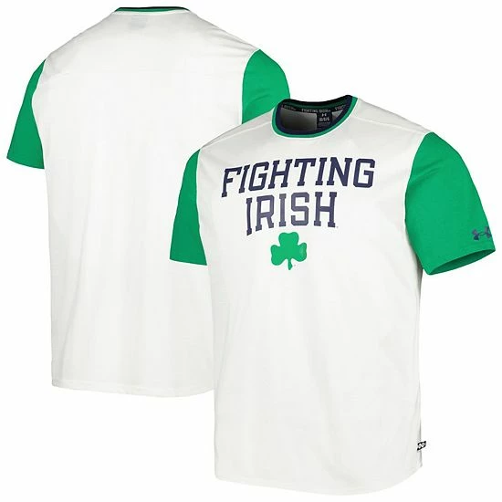 Men's Under Armour White/Green Notre Dame Fighting Irish Iconic Block T-Shirt 1 Men's Under Armour White/Green Notre Dame Fighting Irish Iconic Block T-Shirt
