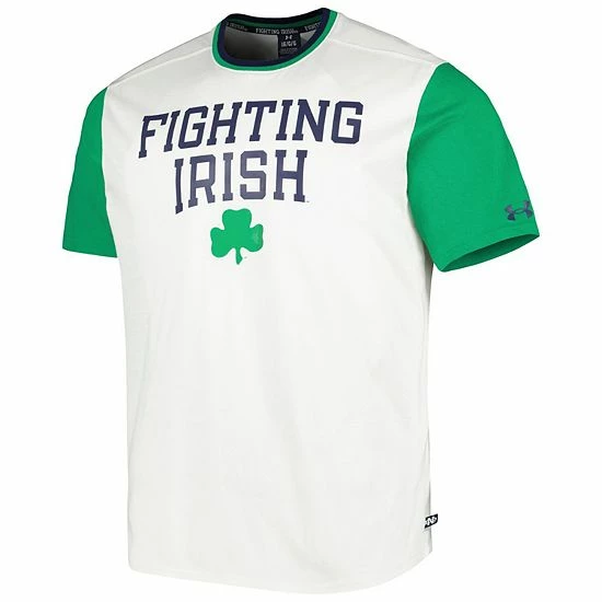 Men's Under Armour White/Green Notre Dame Fighting Irish Iconic Block T-Shirt 3 Men's Under Armour White/Green Notre Dame Fighting Irish Iconic Block T-Shirt - Image 3