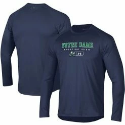 Men's Under Armour Navy Notre Dame Fighting Irish Lockup Tech Raglan Long Sleeve T-Shirt