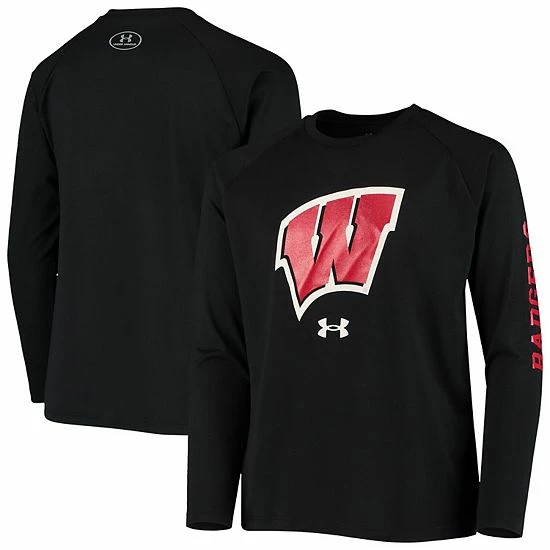 Youth Under Armour Black Wisconsin Badgers 2-Hit Raglan Performance Long Sleeve T-Shirt 1 Youth Under Armour Black Wisconsin Badgers 2-Hit Raglan Performance Long Sleeve T-Shirt