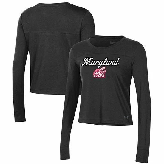Women's Under Armour Black Maryland Terrapins Vault Cropped Long Sleeve T-Shirt 1 Women's Under Armour Black Maryland Terrapins Vault Cropped Long Sleeve T-Shirt