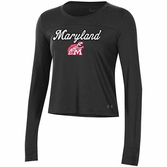 Women's Under Armour Black Maryland Terrapins Vault Cropped Long Sleeve T-Shirt 3 Women's Under Armour Black Maryland Terrapins Vault Cropped Long Sleeve T-Shirt - Image 3