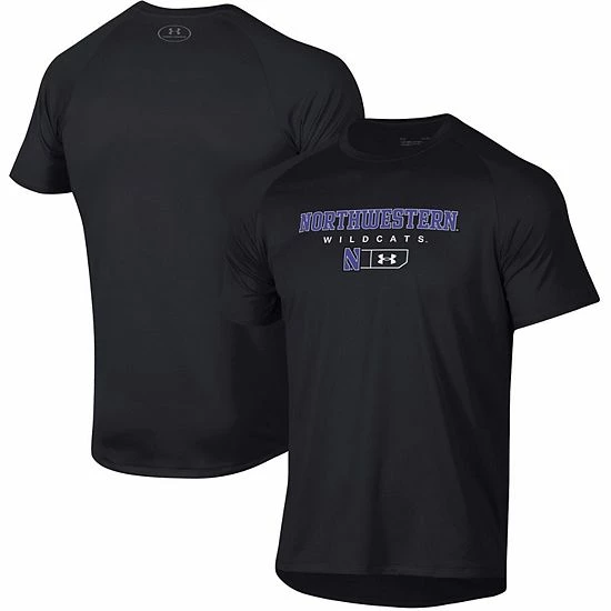 Men's Under Armour Black Northwestern Wildcats Lockup Tech Raglan T-Shirt 2 Men's Under Armour Black Northwestern Wildcats Lockup Tech Raglan T-Shirt - Image 2