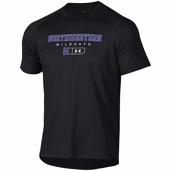 Men's Under Armour Black Northwestern Wildcats Lockup Tech Raglan T-Shirt 3 Men's Under Armour Black Northwestern Wildcats Lockup Tech Raglan T-Shirt - Image 3