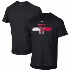 Men's Under Armour Black Texas Tech Red Raiders Logo Stripe Performance Raglan T-Shirt