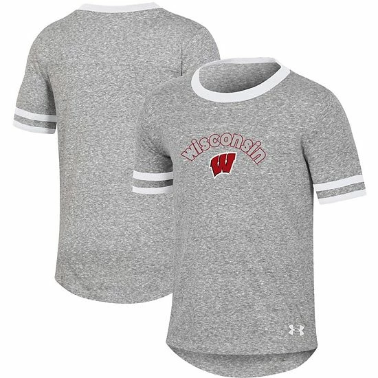 Girls Youth Under Armour Heathered Gray Wisconsin Badgers Siro Slub Novelty T-Shirt 2 Girls Youth Under Armour Heathered Gray Wisconsin Badgers Siro Slub Novelty T-Shirt - Image 2