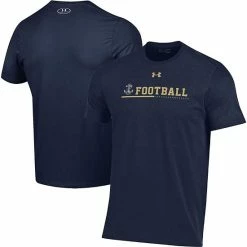 Men's Under Armour Navy Navy Midshipmen 2022 Sideline Football Performance Cotton T-Shirt