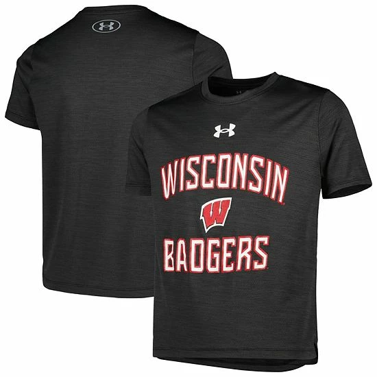 Youth Under Armour Heathered Black Wisconsin Badgers Vent Tech Mesh T-Shirt 2 Youth Under Armour Heathered Black Wisconsin Badgers Vent Tech Mesh T-Shirt - Image 2