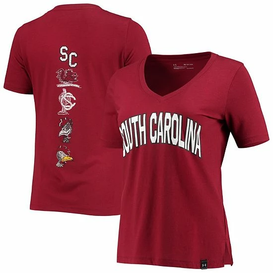 Women's Under Armour Garnet South Carolina Gamecocks Spine Print V-Neck T-Shirt 2 Women's Under Armour Garnet South Carolina Gamecocks Spine Print V-Neck T-Shirt - Image 2