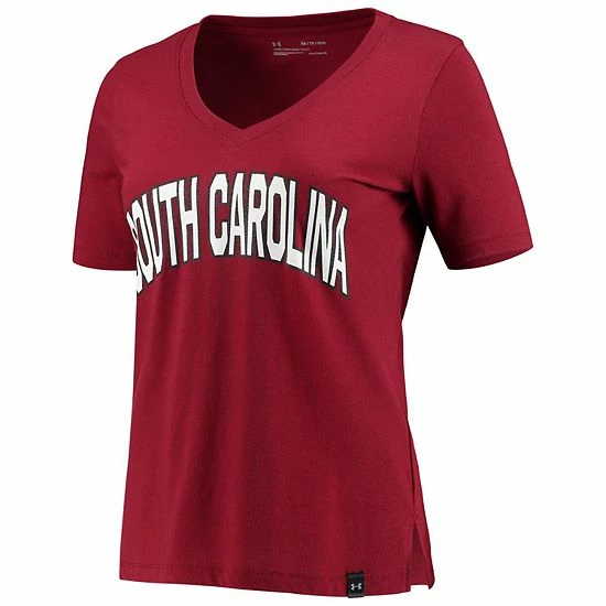 Women's Under Armour Garnet South Carolina Gamecocks Spine Print V-Neck T-Shirt 3 Women's Under Armour Garnet South Carolina Gamecocks Spine Print V-Neck T-Shirt - Image 3
