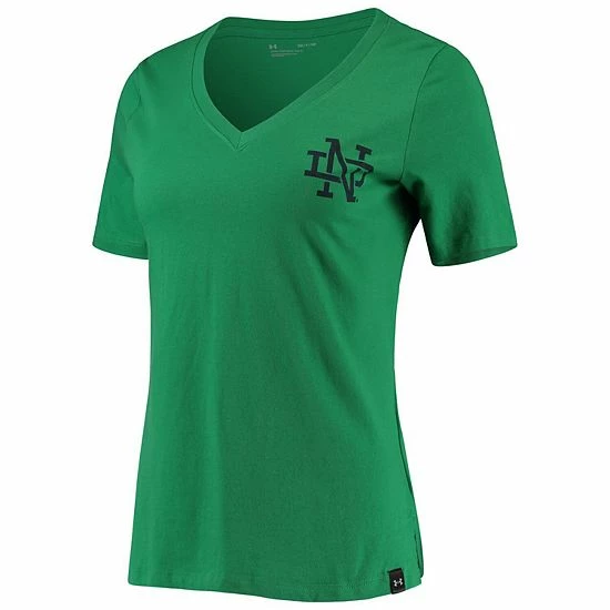Women's Under Armour Green Notre Dame Fighting Irish Vault V-Neck T-Shirt 3 Women's Under Armour Green Notre Dame Fighting Irish Vault V-Neck T-Shirt - Image 3
