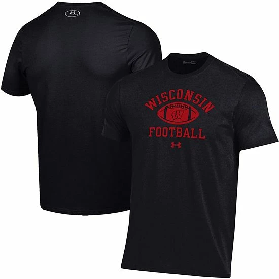 Men's Under Armour Black Wisconsin Badgers Football Practice T-Shirt 2 Men's Under Armour Black Wisconsin Badgers Football Practice T-Shirt - Image 2