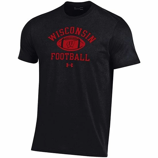 Men's Under Armour Black Wisconsin Badgers Football Practice T-Shirt 3 Men's Under Armour Black Wisconsin Badgers Football Practice T-Shirt - Image 3
