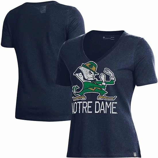Women's Under Armour Navy Notre Dame Fighting Irish Logo Performance V-Neck T-Shirt 1 Women's Under Armour Navy Notre Dame Fighting Irish Logo Performance V-Neck T-Shirt