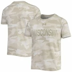 Youth Under Armour Tan Wisconsin Badgers Sand Camo T-Shirt