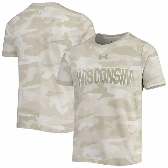 Youth Under Armour Tan Wisconsin Badgers Sand Camo T-Shirt 1 Youth Under Armour Tan Wisconsin Badgers Sand Camo T-Shirt