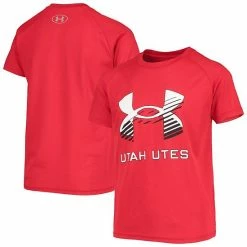 Youth Under Armour Red Utah Utes Logo Lockup Performance T-Shirt